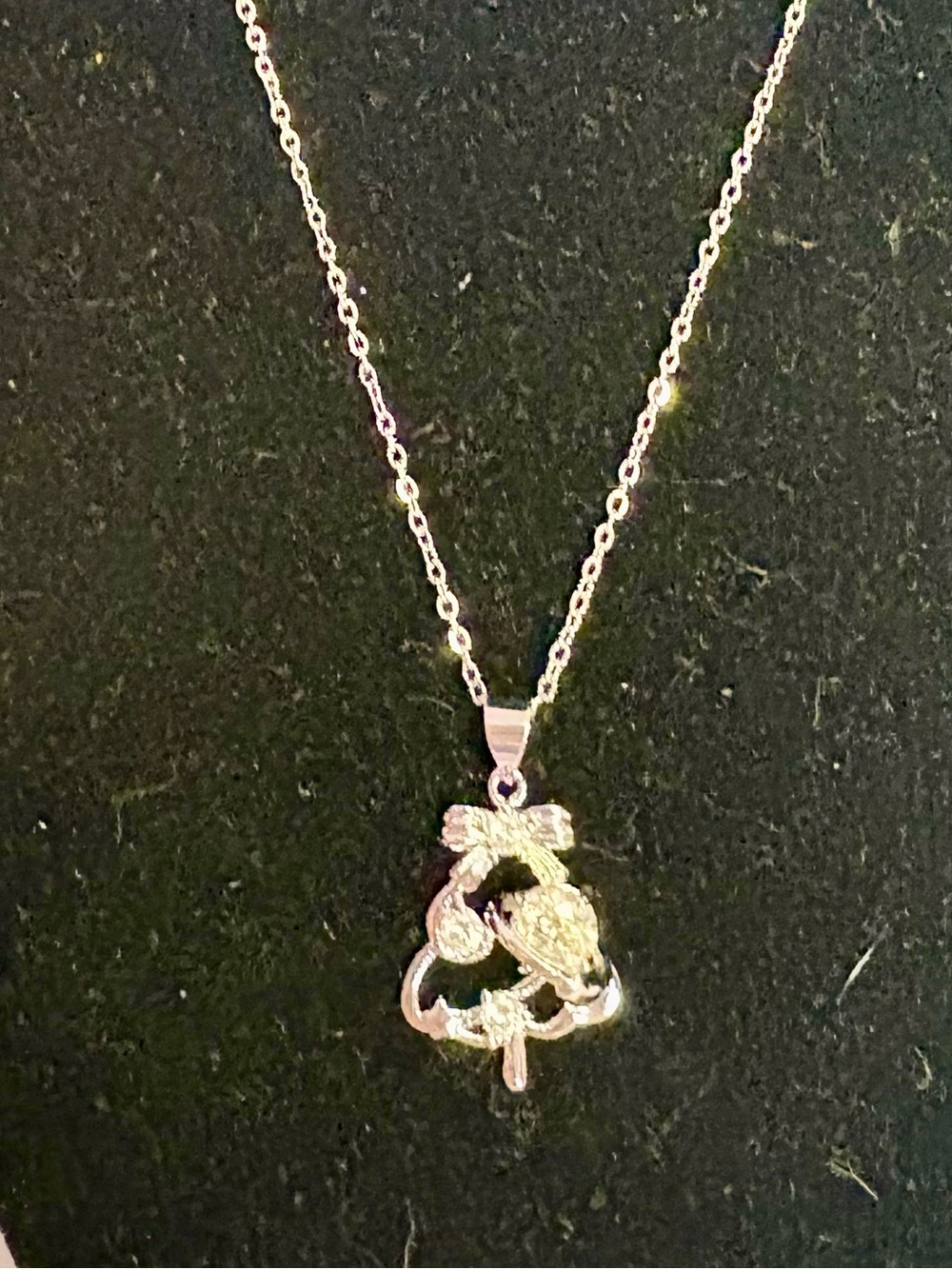 Moissanite and Silver Christmas Tree Pendant Necklace